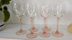 Luminarc Franse Retro Vintage glazen op roze voet alle maten, Verzamelen, Glas en Borrelglaasjes, Ophalen of Verzenden, Zo goed als nieuw