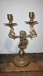 Oude zware koperen / bronzen amsterdamse kaarsen kandelaar, Ophalen of Verzenden, Koper of Brons