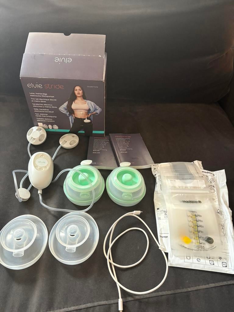 Elvie Stride Handsfree Dubbele Borstkolf (met bv zakjes), Kinderen en Baby's, Babyvoeding en Toebehoren, Ophalen of Verzenden