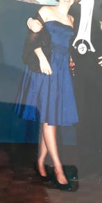 Blauwe strapless cocktailjurk/galajurk ruwe zijde maat 36 38, Kleding | Dames, Gelegenheidskleding, Blauw, Cocktailjurk, Ophalen of Verzenden