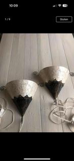 2 wandlampen schelp en metaal, Ophalen of Verzenden, Zo goed als nieuw, Metaal, Aziatisch