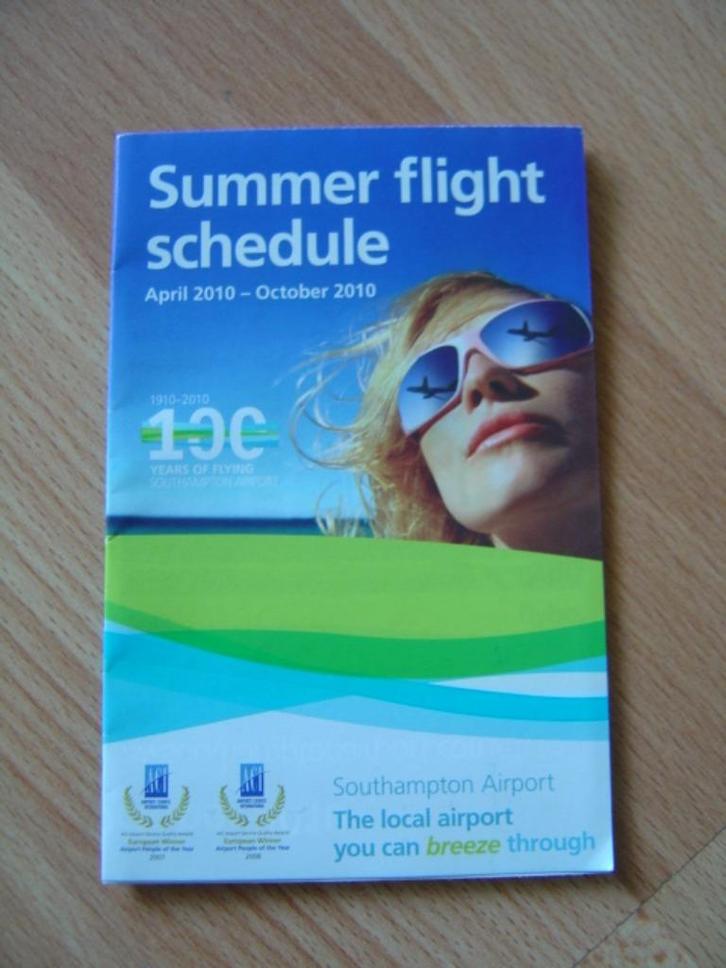 Timetable &/of dienstregeling Southampton airport zomer 2010, Verzamelen, Luchtvaart en Vliegtuigspotten, Zo goed als nieuw, Boek of Tijdschrift