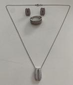 ECHT Zilveren Ketting, Oorbellen & Ring maat 18! CADEAUTIP!, Verstelbaar, Verzenden, Nieuw, Zilver