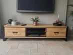 Tv meubel infustrieel mangohout met zwart staal, Ophalen, 150 tot 200 cm, Zo goed als nieuw, Minder dan 100 cm