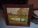 Landschapsschilderij met bomen en water, Antiek en Kunst, Kunst | Schilderijen | Klassiek, Ophalen of Verzenden