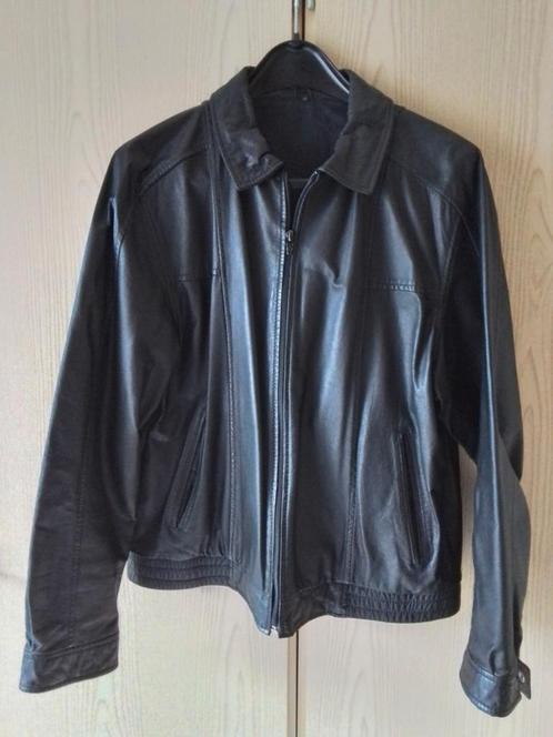 Prachtig zwart leren jack maat M, Kleding | Heren, Jassen | Zomer, Zo goed als nieuw, Maat 48/50 (M), Zwart, Ophalen