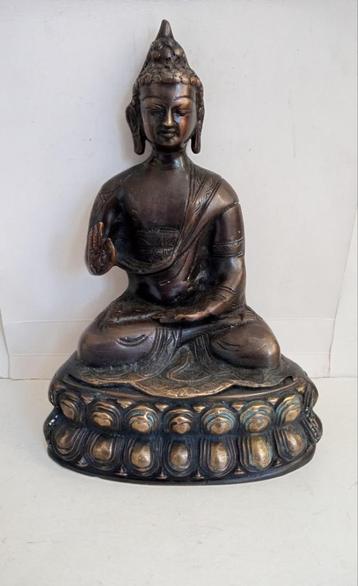Oude Bronzen brons Boeddha boedah Shakyamoeni lotus houding
