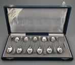 cassette theelepeltjes parelrand 11x zilver en 2x verzilverd, Antiek en Kunst, Verzenden
