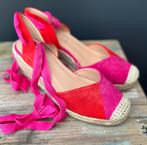 Suedine Orange Pink Sleehak Espadrilles maat 39