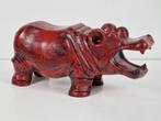 Vintage Rode Houten Hippo Nijlpaard ’70 sculptuur Exotisch, Ophalen of Verzenden