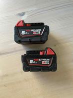 Milwaukee M18 B5 Accu 18V 5.0Ah Li-Ion M18 2st, Doe-het-zelf en Verbouw, Gereedschap | Machine-onderdelen en Toebehoren, Ophalen of Verzenden