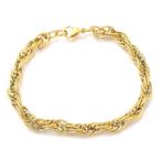 Stainless steel rope armband goud 21cm, Verzenden, Nieuw, Goud, Overige materialen