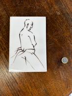 Friese kunsttegel –Workum Koch– figuurstudie in lijntekening, Antiek en Kunst, Ophalen of Verzenden