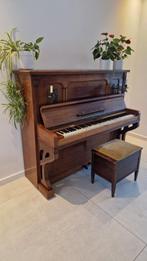 Antieke piano met kruk, Ophalen of Verzenden, Zo goed als nieuw, Zwart