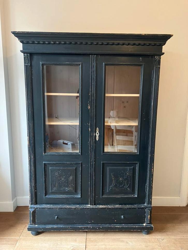 Brocante houten servies kast, Huis en Inrichting, Kasten | Buffetkasten, Gebruikt, 150 tot 200 cm, 100 tot 150 cm, 25 tot 50 cm