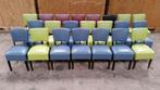 Partij retro vintage stoelen skai leder, Vijf, Zes of meer stoelen, Blauw, Gebruikt, Hout