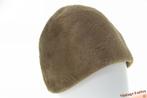Antieke eivormige cocktailhoed cloche beigebruin haarvilt 59, Antiek en Kunst, Antiek | Kleding en Accessoires, Ophalen of Verzenden