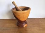 Grote houten vijzel olijfhout met stamper, Ophalen of Verzenden