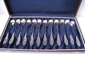 ZILVER - ZILVEREN LEPELS 12X IN CASSETTE ; AMSTERDAM  1936 beschikbaar voor biedingen