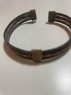 Vintage Armband met Metalen Details, Ophalen of Verzenden, Gebruikt, Bruin, Staal