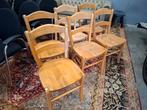 Kei toffe vintage set van 6 Massief beukenhout stoelen. Zie,, Huis en Inrichting, Stoelen, Ophalen, Gebruikt, Bruin, Hout