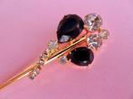 jwg Grote vintage 80s Art Deco design broche zwart goud klr, Verzenden, Overige materialen, Broche, Verguld