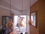 Hanglamp met drie glazen kelken tafellamp, Ophalen of Verzenden, Zo goed als nieuw, Glas, 75 cm of meer