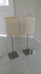 Tafellampen zilver metaal met lichte lampenkap roomwit, Ophalen of Verzenden, Zo goed als nieuw, Metaal, 50 tot 75 cm