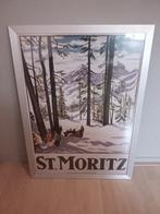 Vintage St. Moritz Poster – Zwitserse Alpen sfeer, Antiek en Kunst, Ophalen of Verzenden