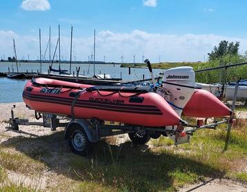 Zeer nette Quicksilver 430 inclusief Johnson 25pk en trailer beschikbaar voor biedingen