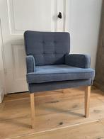 3 gestoffeerde (eetkamer)stoelen in grijsblauwe kleur, Huis en Inrichting, Ophalen, Hout, Gebruikt, Drie