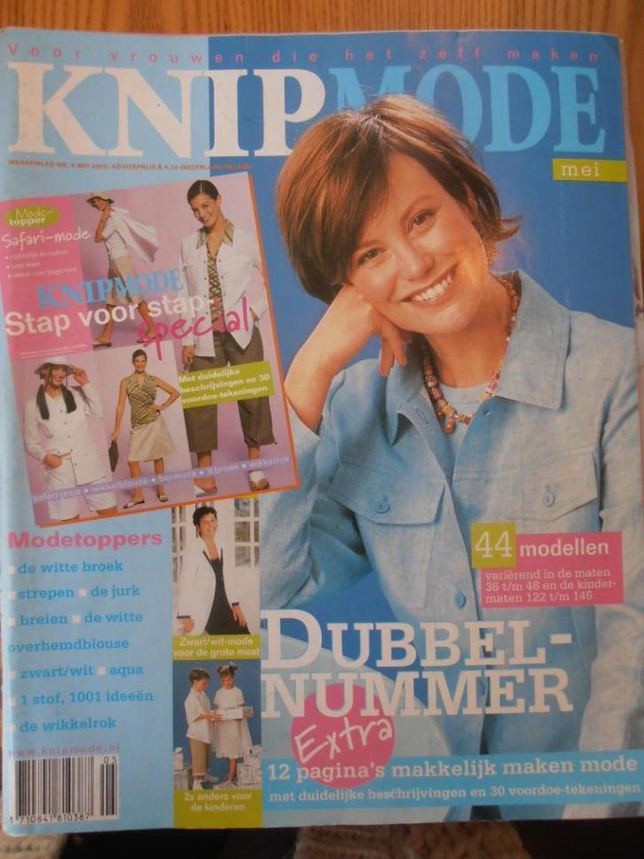 Knipmode mei 2002 met 44 modellen patronen kleding, Hobby en Vrije tijd, Kledingpatronen, Zo goed als nieuw, Overige typen, Vrouw