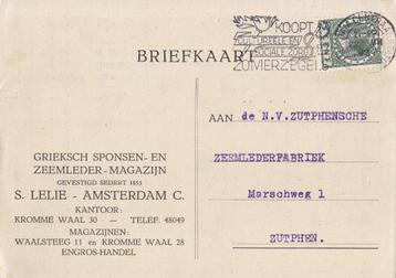 Briefkaart – Amsterdam – Zutphen – 1937 beschikbaar voor biedingen