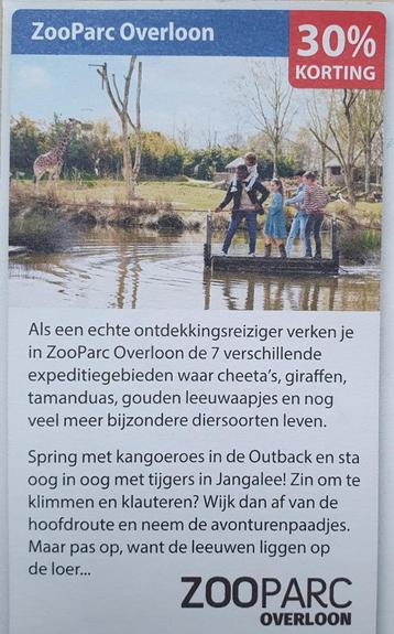 ZooParc Overloon: 30% korting p.p. voor max 4 personen beschikbaar voor biedingen