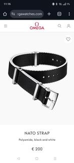 Omega NATO Band - Polyamide Zwart/Wit, Polshorloge, Overige materialen, Nieuw, Ophalen of Verzenden