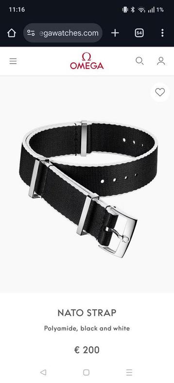 Omega NATO Band - Polyamide Zwart/Wit beschikbaar voor biedingen