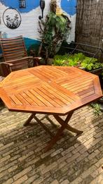 Teakhouten tuintafel 120 cm, Tuin en Terras, Tuintafels, Ophalen, Gebruikt, Rond, Teakhout