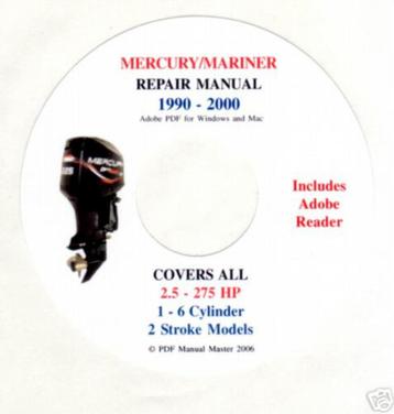 Mercury / Mariner buitenboordmotoren Reparatie Manual 1990-2 beschikbaar voor biedingen