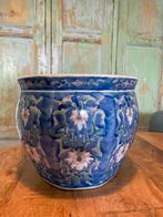 Prachtige blauwe vintage plantenpot of vaas, Tuin en Terras, Bloempotten, Ophalen, Rond, Zo goed als nieuw, Minder dan 25 cm