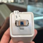 18 karaat gouden ring briljant saffier gezet heren, 20 of groter, Heer, Ophalen of Verzenden, Zo goed als nieuw
