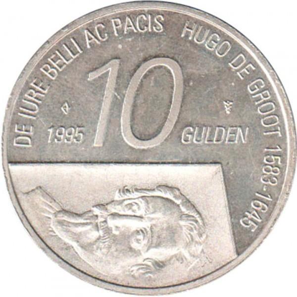 Zilveren 10 Gulden 1995 - Beatrix & Hugo de Groot, Postzegels en Munten, Munten | Nederland, Losse munt, 10 gulden, Koningin Beatrix
