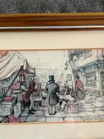Prent van Anton Pieck ,,Boekenmarkt,,, Ophalen of Verzenden