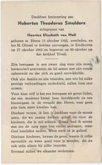 Hubertus Th. Smulders 1916 Heeze + 1963 Eindhoven, 47 jr, Verzenden, Bidprentje