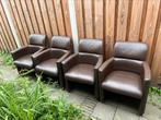 Luxe leren stoelen met wieltjes gratis, Ophalen, Gebruikt, Bruin, Leer