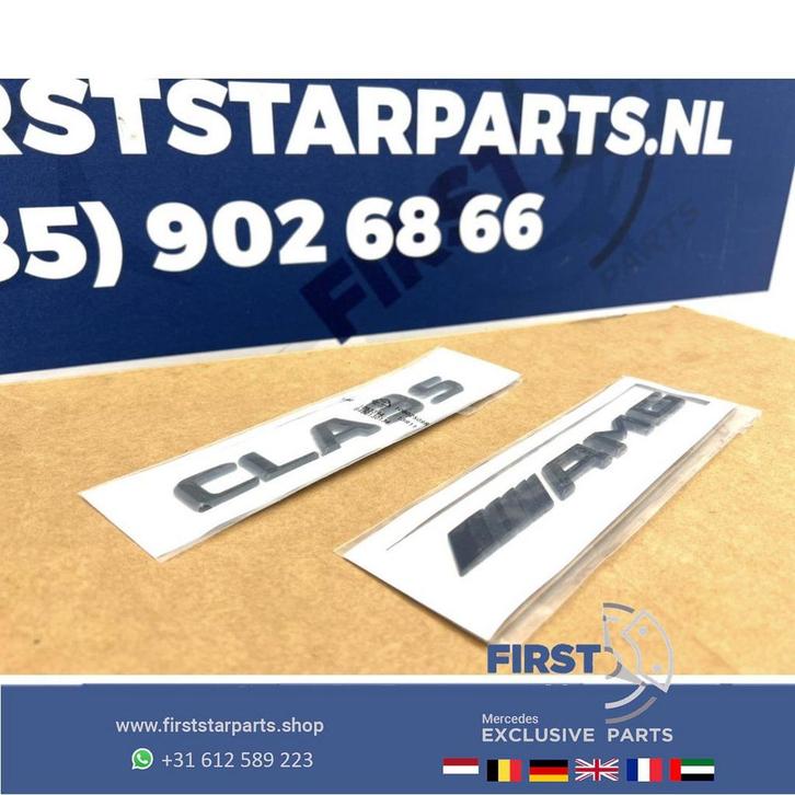 W118 CLA35 AMG LOGO SET ZWART emblemen CLA 35 Klasse 2018-20, Auto-onderdelen, Carrosserie en Plaatwerk, Mercedes-Benz, Gebruikt