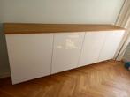 Wit Dressoir van Ikea method bovenkasten met houten blad, Ophalen, Met deur(en), Zo goed als nieuw, 200 cm of meer