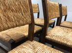 6 eetkamerstoelen met rotan, Huis en Inrichting, Stoelen, Ophalen, Riet of Rotan, Gebruikt, Bruin