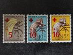 1954 NVPH NNG 38-40, Rode kruis opdruk op Paradijsvogels, Ophalen of Verzenden, Nieuw-Guinea