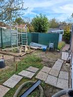 2 Bouwhekken met groen doek + betonvoet, Ophalen of Verzenden, Gebruikt