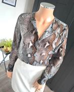 NÜ DENMARK blouse maat S - grijs - bruin - slangenprint, Kleding | Dames, Nü Denmark, Ophalen of Verzenden, Zo goed als nieuw